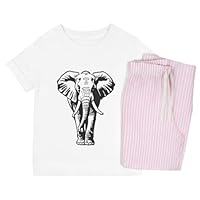 Azeeda 'African Elephant' Kids Cotton Pyjama Set – Comfortable Children's Nightwear, Sleepwear and Loungewear - Unisex for Boys and Girls – Grey (KP045981)