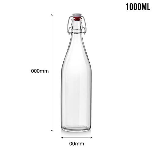 CELLO Aquaria Glass Water Bottle Set of 3, 1000ml Transparent | Freezer Safe & Leakproof Flip Cap | Stylish & Unique Design | Durable & Scratch Proof | Fridge Bottle for Juice, Milk & Cold Beverages