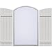 Ekena Millwork 21 1/2"W x 46"H, Rough Cedar (38 5/8" Low Side) Timberthane Faux Rustic Four Board Joined Board-n-Batten Faux Wood Shutters w/Elliptical Arch Top, Rough Cedar (Per Pair)