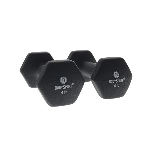 Body Sport Neoprene Dumbbell, Black, 4 Lb. Pair – Dumbbell For Exercises – Strength Training Equipment – Neoprene Dumbbell – Home Gym Accessories – Weight Training #TOP19