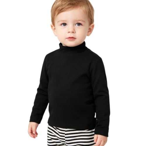 Image of Toddler Turtleneck Long Sleeve Shirt Thin Fleece for 1-5T Girls Boys