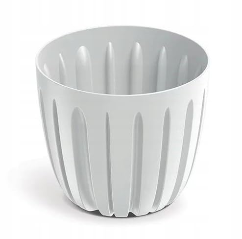 Pot de fleurs en plastique côtelé blanc et résistant DomoDomo Wario