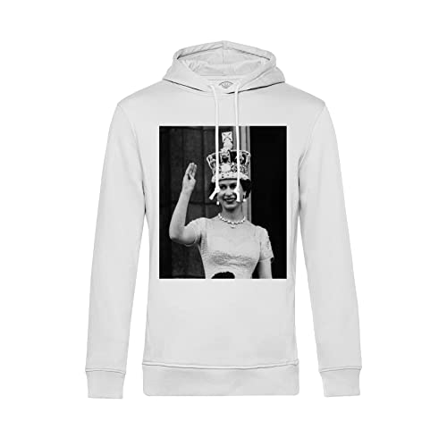 Sweat à capuche Queen Elisabeth II pull vintage Angleterre noir et blanc pour homme et femme