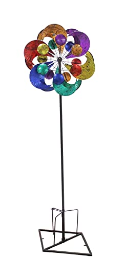 Red Carpet Studios 34714 Wind Art Steel Spinner Stake, 25" X 75", Multi Color Swirls & Circles #TOP30