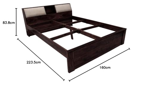 Image of APRODZ Sheesham Wood Allure Bed with Storage (Queen Size, Walnut Finish)