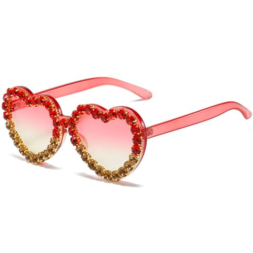 Lunettes de soleil coeur pour la plage et les festivals d'été en plein air style rétro jaune