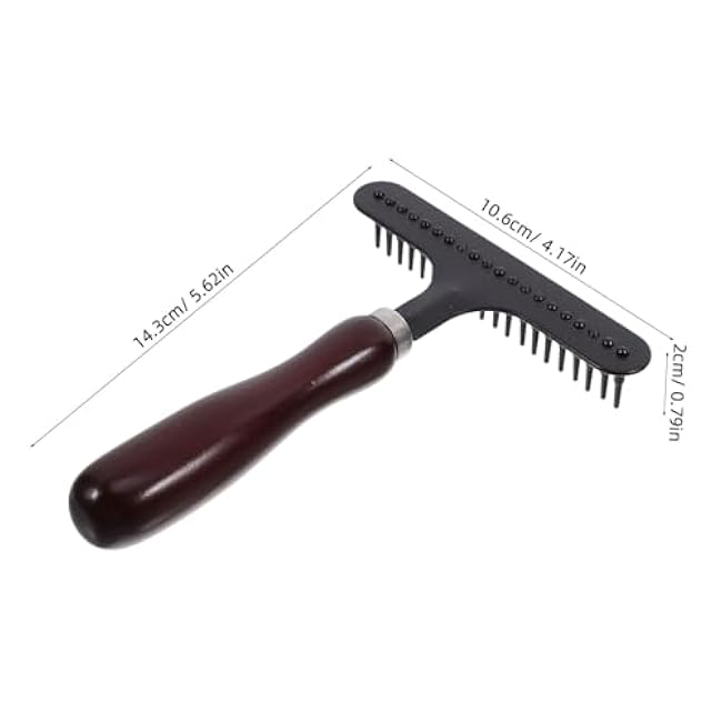 Toyvian Wooden Handle Pet Comb Dog Cat Slicker Brush Stainless Steel Dematting Comb for Long Hair Grooming Supplies-6VyjKFS1