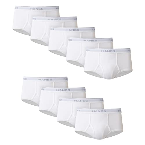 Hanes Men's Pack, Full-Rise White Cotton Underwear, Moisture-Wicking Briefs (Pack of 6)