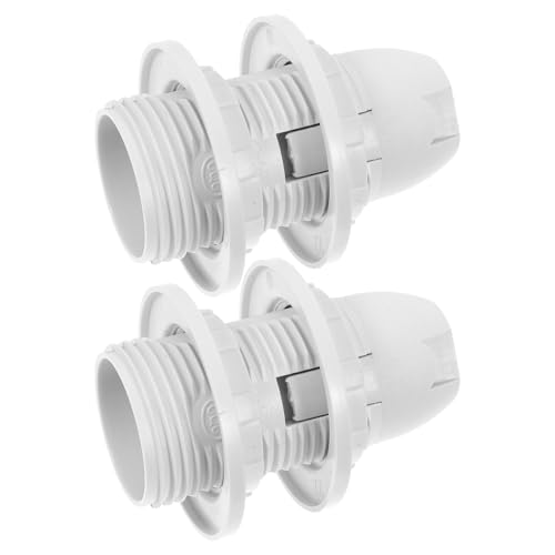 SHINEOFI Lot de 2 Douilles E14 à Vis Complète Blanches Support de Lampe en Plastique pour Remplacement D’Ampoules LED Culot pour Lampe de Table Lustre et...