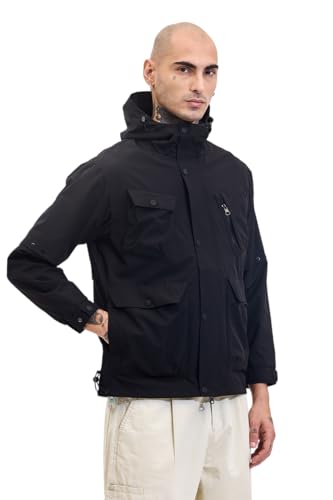 Image of SNITCH Men Casual Jacket | Relaxed Fit High Neck Full Sleeve Solid Pattern | 100% Polyester Durable & Comfortable Machine Washable Jacket