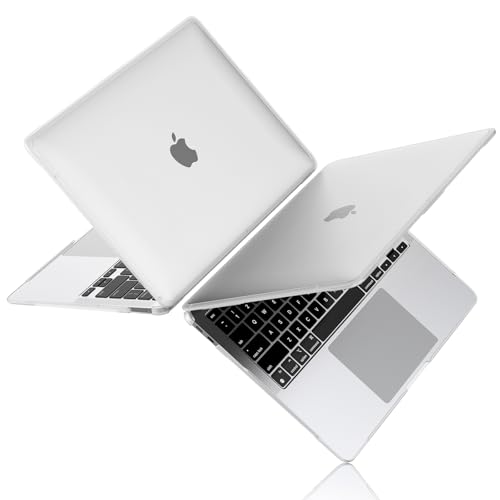 BlueSwan Custodia Compatibile con 2020-2018 MacBook Air 13 Pollici M1 A2337 A2179 A1932 con Retina Display, Cover Rigido Protettivo, Bordo in Silicone TPU - (Bordo Bianco) Trasparente Opaco