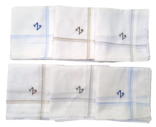 Image of ANTONIA Men's Initial Alphabet Handkerchiefs | Premium Cotton Personalized Hankies with Letter Embroidery (A-Z) | Soft, Absorbent & Reusable | Formal, Wedding & Gift Use | Pack of 6