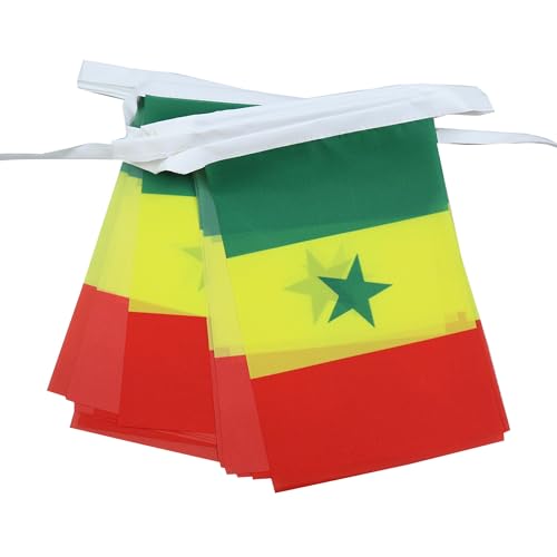 Image of AZ FLAG Senegal 6 meters BUNTING Flag 20 flags 9'' x 6'' - Senegalese STRING flags 15 x 21 cm