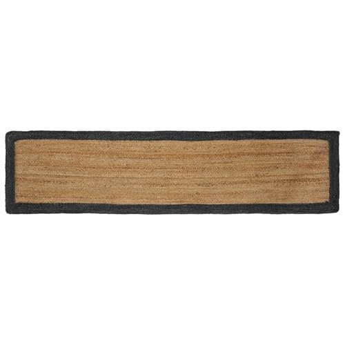 vidaXL Alfombras de área Gris Oscuro 60 x 300 cm Yute, Alfombra para Sala, Decoración de Yute Beige Hecha a Mano, Área Rectangular, Estilo Indoor de Lujo