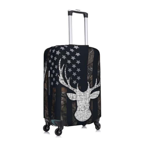 American Flag Deer Camo Suitcase Cover Fashion Luggage Covers Anti-Scratch Elastic Lightweight Protector For Travel Outdoor Large2