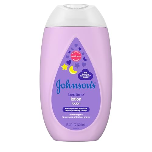 Image of Johnson's Moisturizing Bedtime Baby Lotion with Coconut Oil & NaturalCalm Aromas to Help Relax Baby, Hypoallergenic & Free of Parabens, Phthalates & Dyes, Mild Baby Skin Care, 13.6 fl. oz