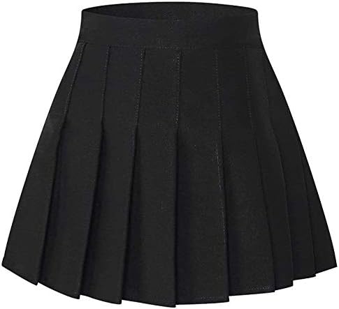 Junior Teen Girls Womens High Waist School Uniform Cosplay Costume Pleated Short Skirt, Black Label L=US M