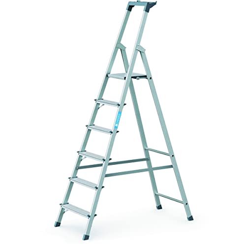 ZARGES Aluminium Step Ladder. 6 Steps Eloxation Rail on one side. Working Height