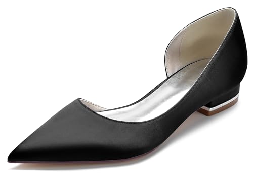 Hanfike Women Flats Shoes for Wedding Slip-on D'Orsay Solid Formal Party Shoes JY213
