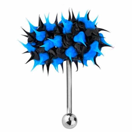 振動する舌リング、ステンレス鋼316混合色|振動効果、軽くて快適でユニークなピアスアクセサリーを備えたとげのあるまっすぐなバーベル不快感を引き起こしません。着るのは快適で、舌を傷つけ