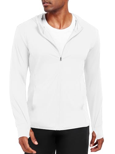 Image of NELEUS Men's Workout Fishing Shirts UPF 50+ Light Jacket Full Zip Sun Protection Long Sleeve Hoodie for Men Hiking