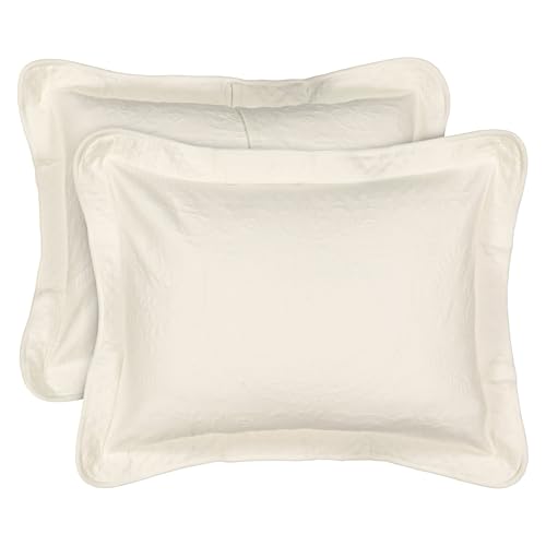 King Charles Modern Farmhouse Floral Matelasse Decorative Pillowcase, 100% Cotton Breathable Bedding, Standard Sham (20" x 26"), Ivory