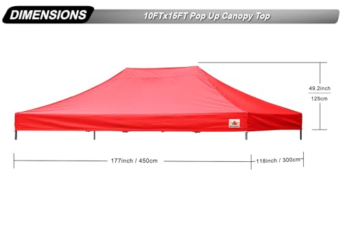 Image of ABCCANOPY Replacement Canopy Top for Pop Up Canopy Tent 10x15 Red