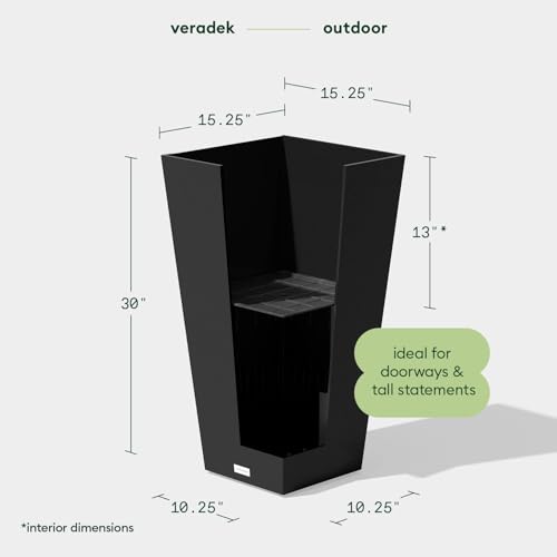 Image of Veradek Pure Series Taper Planter & Drip Tray - Tapered Planter with Shelf