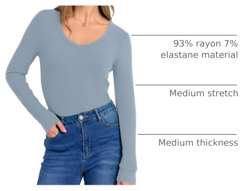 Image of ANRABESS Long Sleeve V Neck Shirts for Women | Soft Comfy Ribbed Knit Fitted Tshirts, Casual Going Out Tops, 2026 Trendy Basic, Fall Winter Underscrub Layering Clothes