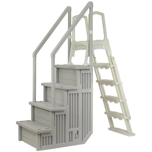 Escalera para piscina Aqua Select gris con peldaños antideslizantes