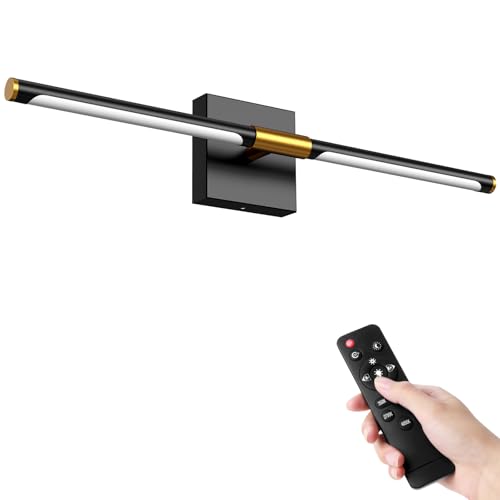 24 Inch Modern Bathroom Vanity Light, 18W Dimmable Led Bathroom Light Fixture Over Mirror, Rotatable, Black Bar Vanity Light for Mirror FCC Certificat