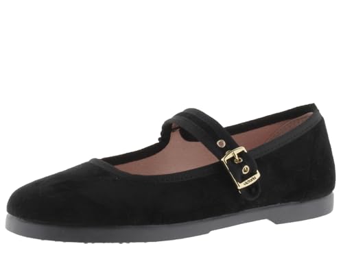 victoria Bailarinas Gong Fu Terciopelo & Ribete Al Tono & Hebilla 1080111 para Mujer Negro 38