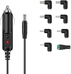 LIANSUM DC 12V 2A Chargeur de voiture Cord d'alimentation universel 5,5x2.1mm à allume-cigarette avec 8 Connecteur pour DVD Joueur, GPS, Haut-parleurs Bluetooth, Pompe à sein, fabricant d'étiquettes, Caméra, routeur, CD Joueur 5FTCable