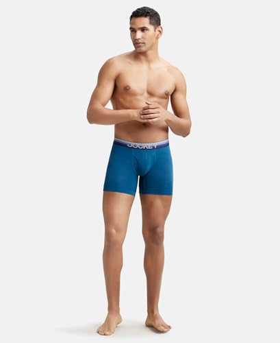 Image of Jockey ZN03 Men's Super Combed Cotton Elastane Stretch Solid Boxer Brief with Ultrasoft Waistband