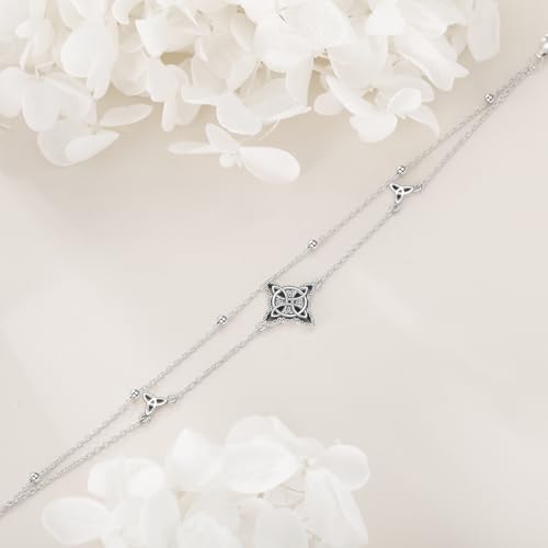 Witches Knot/Double Circle/Dragonfly/Butterfly/Bracelet Sterling Silver Adjustable Charm Bracelet Summer Beach Foot Chain Jewelry for Women Girls Gifts4