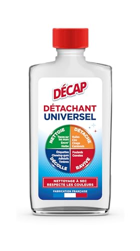 Décap Détachant Universel – Nettoie, Détache, Décolle & Ravive – Textiles & Surfaces – Nettoyage à sec – Respecte les couleurs - Fabriqué En France - Flacon 250mL