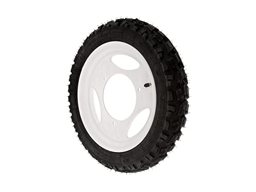 WINTER-Komplettrad, Scheibenrad, weiß, 12 Zoll - VORNE + HINTEN - für Roller SR50, SR80 - Heidenau-Reifen 3.00-12, 47J, TT, Enduro, M+S Snowtex, K57 montiert