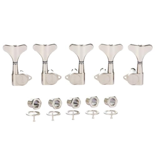 Left Handed 5 String 18:1 Sealed Bass Tuners Lefty Bass Guitar Tuning Keys Pegs Bass Tuning Machines Compatible with Ibanez/Yamaha Style Acoustic/Electric Bass Nickel 3L/2R