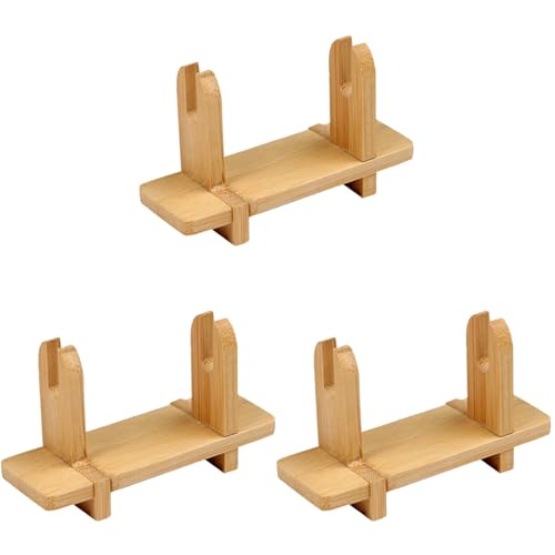 PRETYZOOM Lot De 3 Support Eventail Japon Bois - PréSentoir à Eventail Pliable Vintage - DéCoration De Table Et IntéRieure