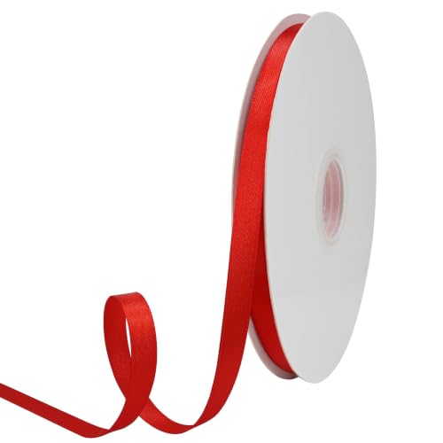 GTYBOVA 3/8 Inch x 100 Yards Double Face Red Satin Ribbon 100% Polyester Multiple Colors Available Ideal for Gift Wrapping Crafts Wedding Decor