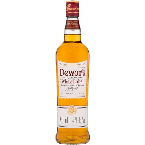 Dewars White Label Blended Scotch Whisky 75cl / 750ml 40% ABV Double Aged in Fine Oak Casks For Extra Smoothness Notes of Citrus Pear & Honey