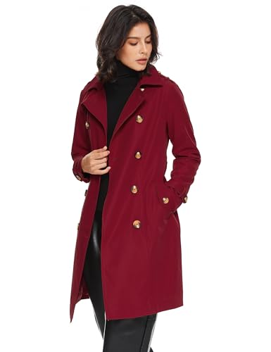 Orolay Women's Mid-length Trench Coat Double Breasted Dress Jacket Classic Lapel Slim Overcoat with Belt4