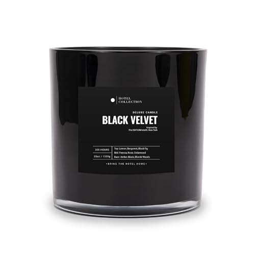 Black Velvet Scented Candle 55oz - Inspired by Luxury Hotels, 300 Hour Burn Time - A Fusion of Lemon, Bergamot, Black Fig, Freesia, Rose, Cedarwood, Amber, Musk, and Blonde Woods