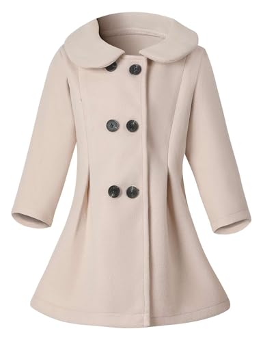 Girls Double Breasted Duffle Coat Kids Woolen Trench Coat Warm Outerwear