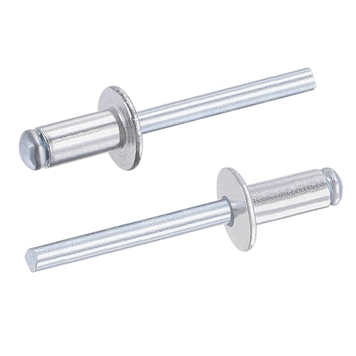 TA-VIGOR 50Pcs 6mm x 12mm Aluminium Blind Rivets, Open End Pop Rivets with Dome Head, Heavy Duty Pull Rivet for Metal Wood Plastic, Indoor Outdoor Fixings