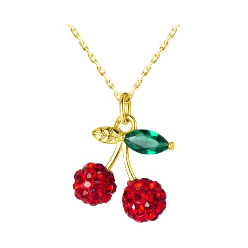 Collier cerise en argent 925 et oxydes de zirconium pour femme