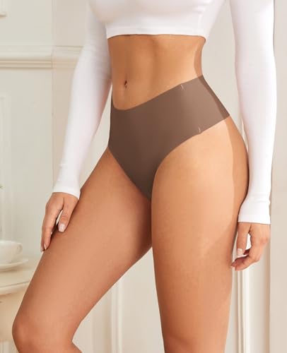 Image of oshkang Thongs for Womens High Waisted Seamless No Show Underwear 6 Pack | Invisible Sexy Breathable Panties,Workout Comfortable Ladies Undies,for Yoga Pants,Legging,No Visible Panty Line,All Day Wear