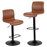 WangPangzi Ergonomische Barhocker 2er Set, Höhenverstellbarer Barstuhl mit PU-Leder Sitzfläche, 360°Drehung, Modernes Design für Küche und Gastronomie, Braun