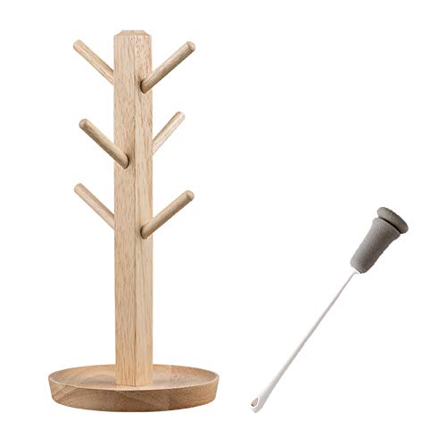 MNSSRN-KPQ Massivholz-Cup Storage Rack, Kreativ-Baum-Shaped Sicherheit und Umweltschutz Cup Einhängegestell Schmuck Rack Haushaltsabflüssen-Rack,A Cover