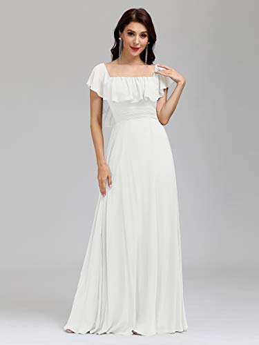 Ever-Pretty Womens Off Shoulder Ruffle Top Maxi Party Dresses White US6 - Image 5